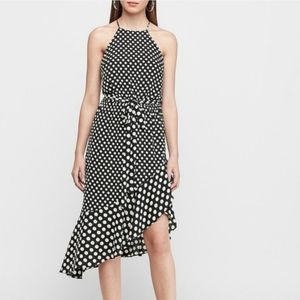 Express Polka Dot Dress Asymmetrical Ruffle Hem Sz XL